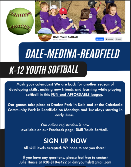 Dale-Medina-Readfield K-12 Youth Softball
