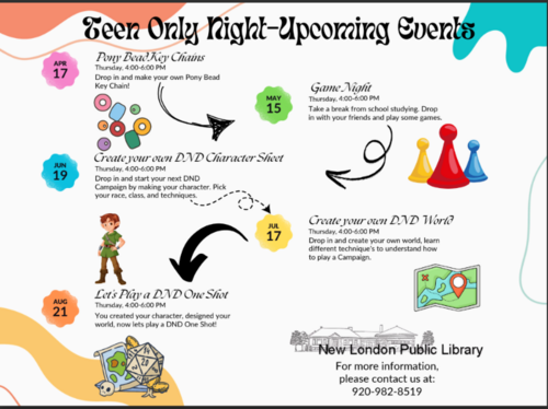 Teen Only Night - Upcoming Events at the New London Public Library